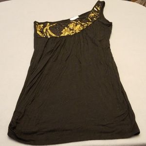 Sequin one shoulder tunic top
